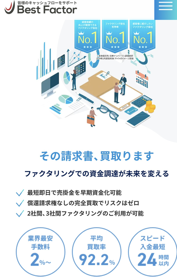 【Best Facter-ベストファクター-】おすすめファクタリング会社で即日資金調達！