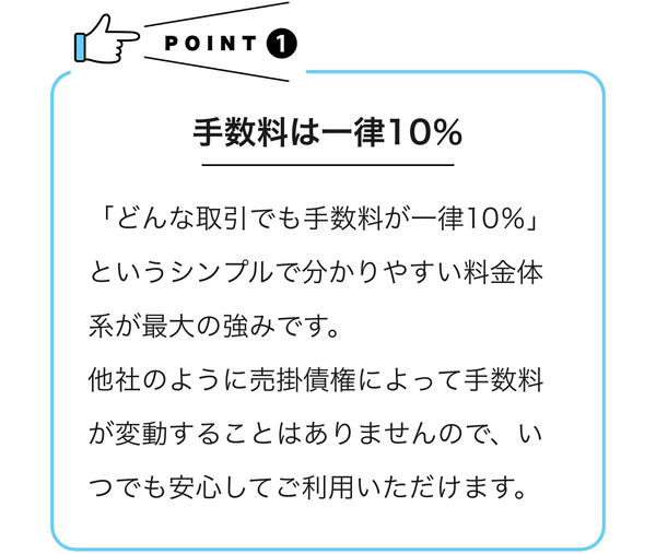 POINT1 手数料は一律10％