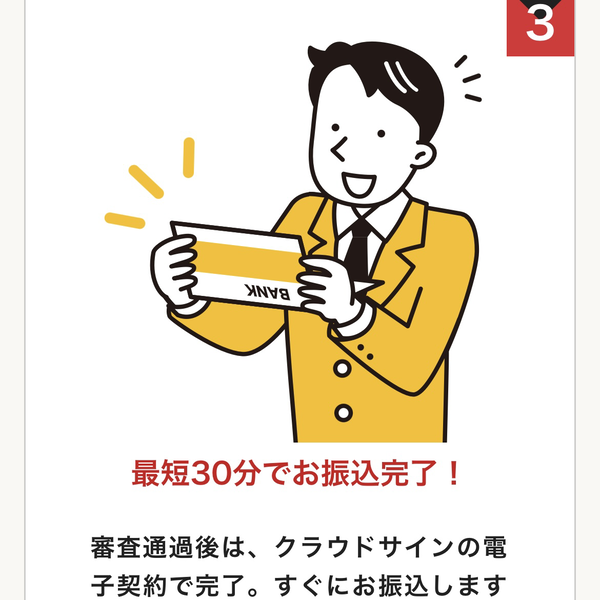 STEP3 最短30分で振り込み完了!