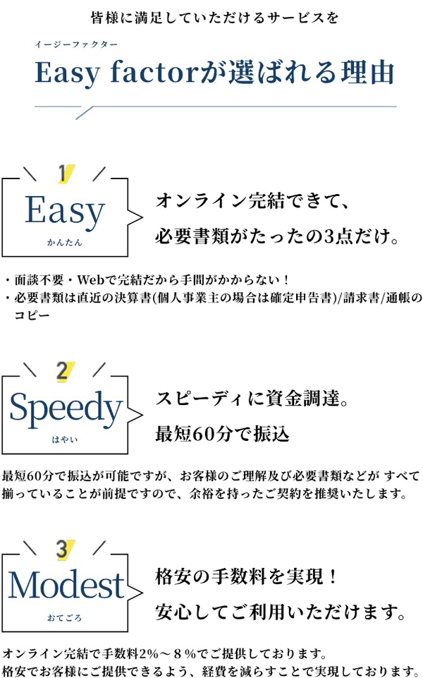 Easy factor-イージーファクター-が選ばれる理由