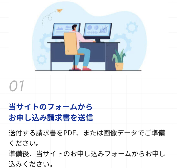 STEP1 サイトのフォームからお申し込み請求書を送信