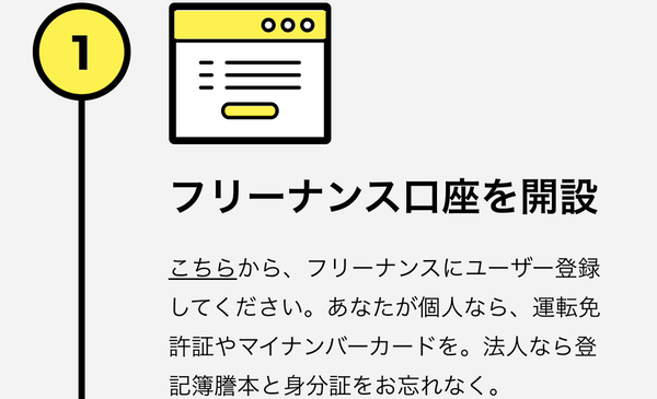 STEP1 フリーナンス口座を開設