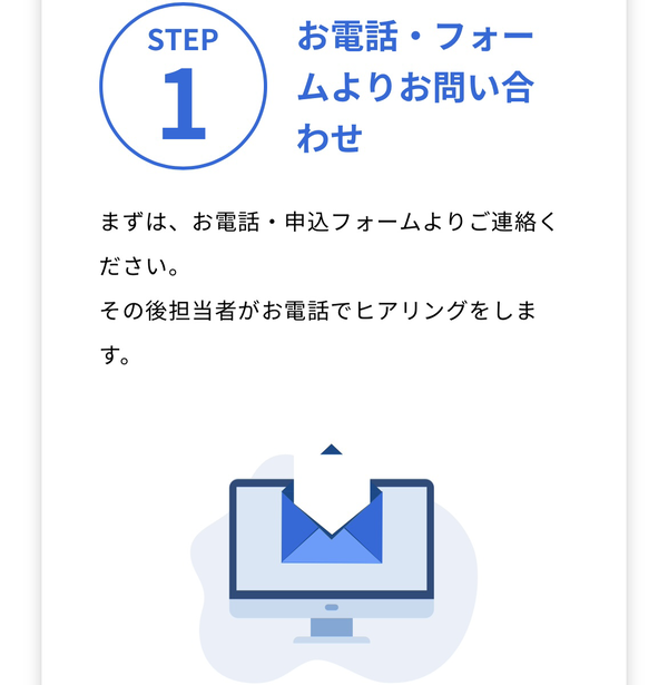 STEP1 お電話・フォームよりお問い合わせ